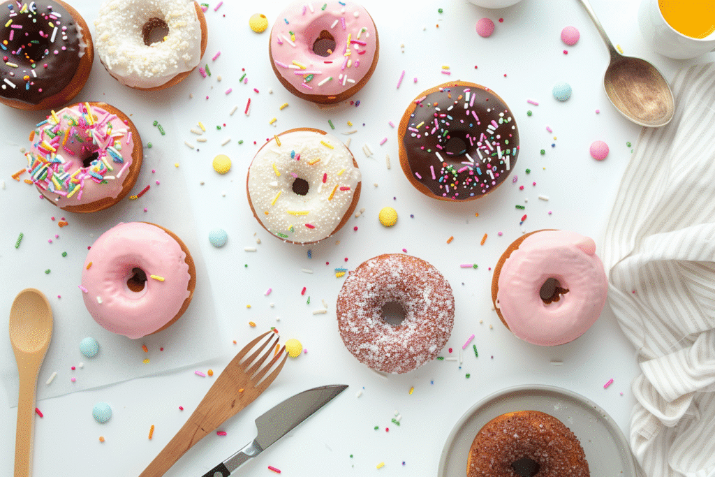 Vegan Donuts That Actually Taste Amazing (No Eggs, No Dairy!) 9 donuts vegan recipe card layout with baked donuts