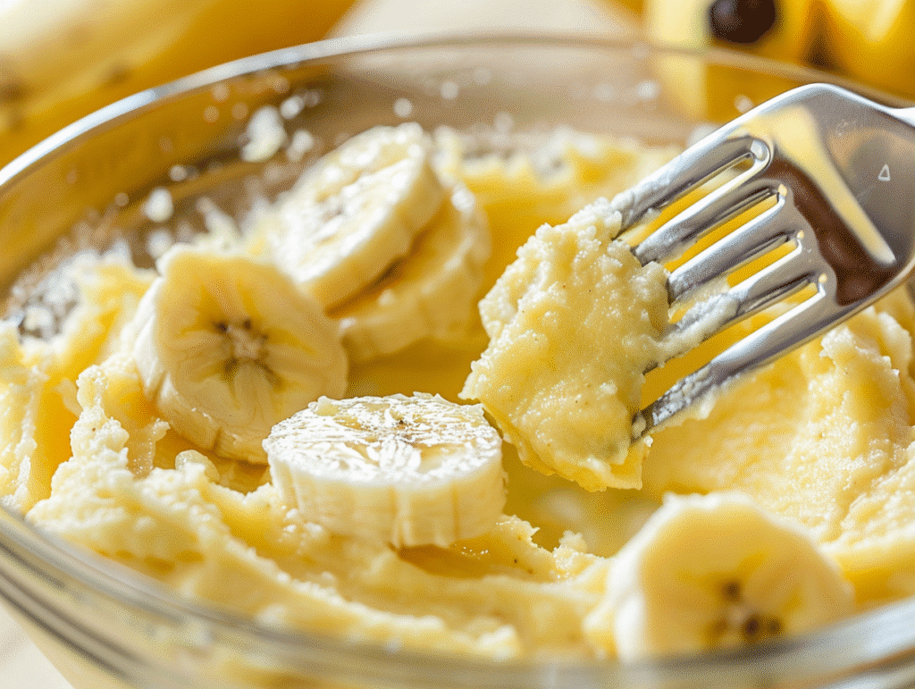The Best Moist & Easy Gluten Free Banana Bread 8 omarmachllal macro shot of mashing very ripe bananas with a f b24cefd6 e089 44f2 848d 580870963f28 2