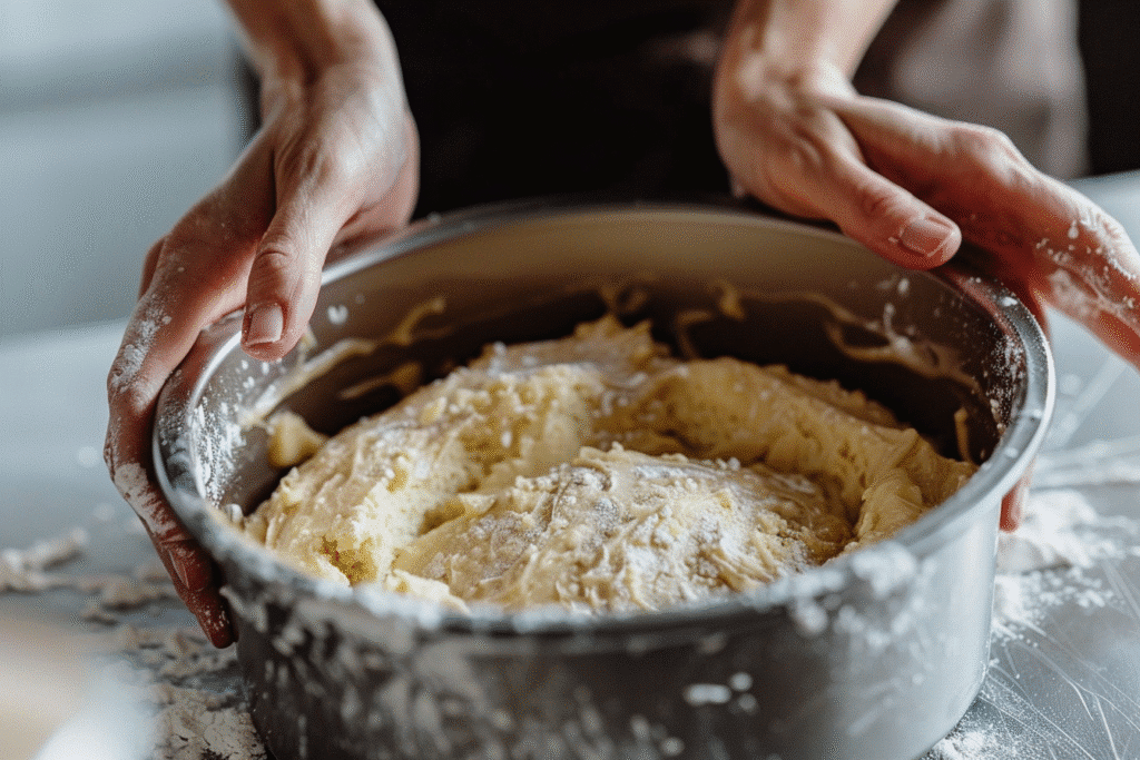 Vegan Donuts That Actually Taste Amazing (No Eggs, No Dairy!) 7 donuts vegan batter poured into donut pan step-by-step