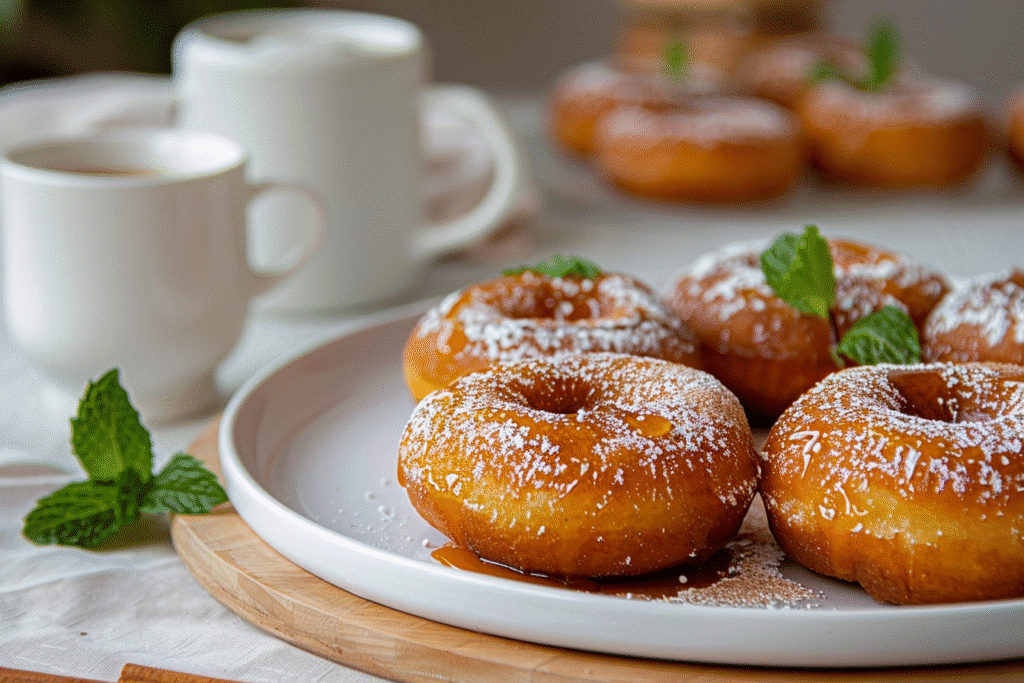 Vegan Donuts That Actually Taste Amazing (No Eggs, No Dairy!) 8 donuts vegan plated with glaze in soft natural light
